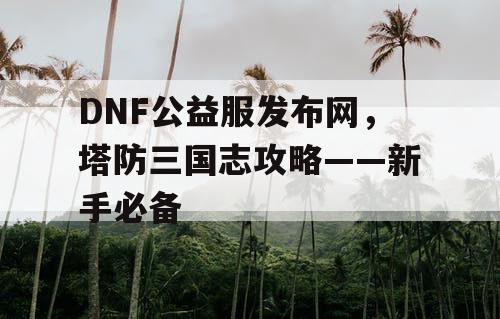 DNF公益服发布网，塔防三国志攻略——新手必备