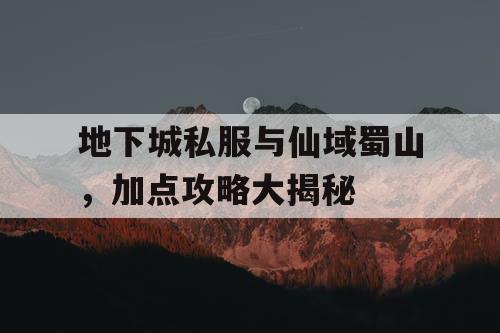 地下城私服与仙域蜀山，加点攻略大揭秘