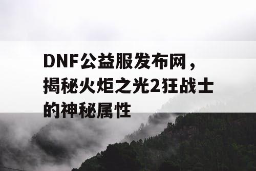 DNF公益服发布网，揭秘火炬之光2狂战士的神秘属性