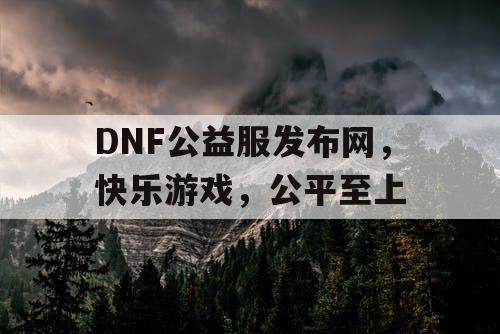 DNF公益服发布网，快乐游戏，公平至上