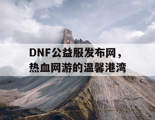 DNF公益服发布网，热血网游的温馨港湾