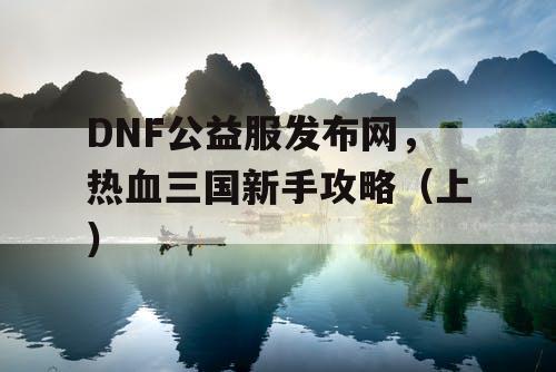 DNF公益服发布网，热血三国新手攻略（上）